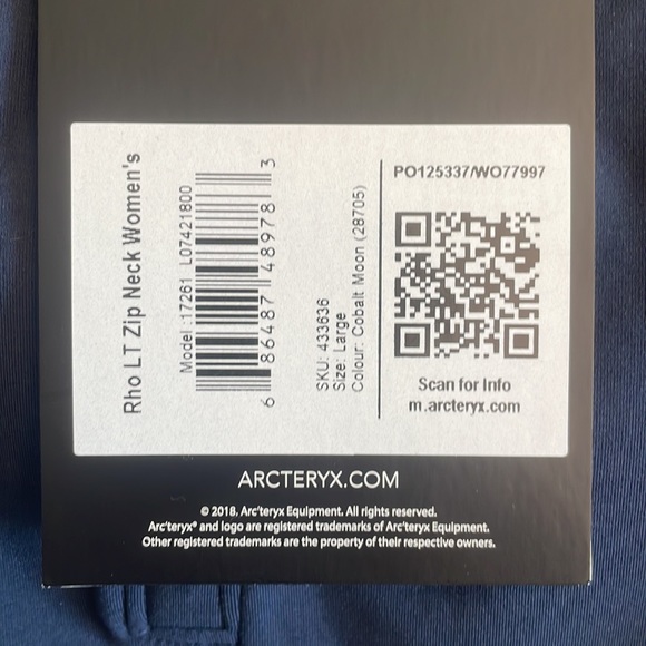 Arcteryx Rho. Large. Navy. NWT - Picture 2 of 5